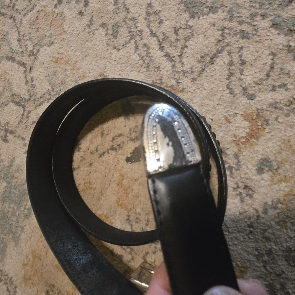 Brighton Men's Vintage Onyx Leather Belt 74803 Size 42 Silver Tone Buckle Black - Picture 3 of 8